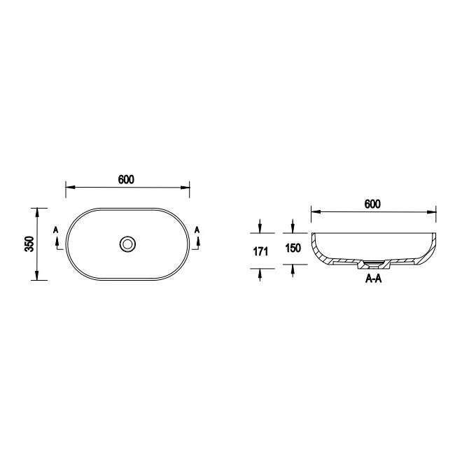 Emporia FIRA umywalka nablatowa 60x35 biała FIRA0002